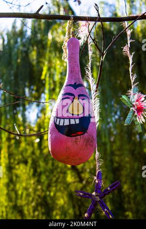 Gourd. Ornements suspendus sur une branche d'arbre. Banque D'Images