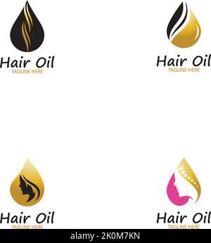 logo essentiel huile pour cheveux avec huile de goutte et logo pour cheveux vecteur symbole Illustration de Vecteur