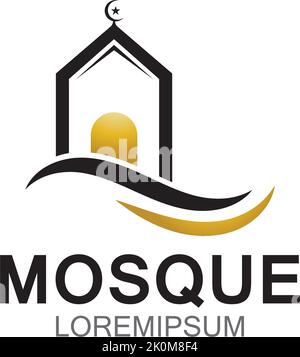 Modèle d'icône ou de symbole de logo de mosquée moderne Illustration de Vecteur