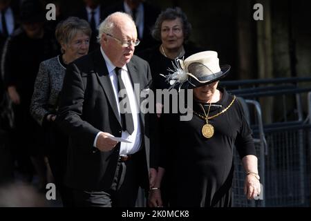 Édimbourg, Écosse, 12 septembre 2022. Les clients arrivent avant la Grande-Bretagne la reine Elizabeth arrive à la cathédrale Saint-Giles, à Édimbourg, en Écosse, au Royaume-Uni 12 septembre 2022. Photo de Raphael Lafargue/ABACAPRESS.COM Banque D'Images