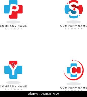 Jeu de modèles de vecteur de logo médical Letter Cross Illustration de Vecteur