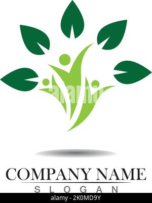 Logo arbre humain. Icône du logo de la vie humaine Illustration de Vecteur