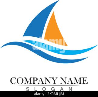 Bateau de croisière Ocean silhouette logo linéaire simple Illustration de Vecteur