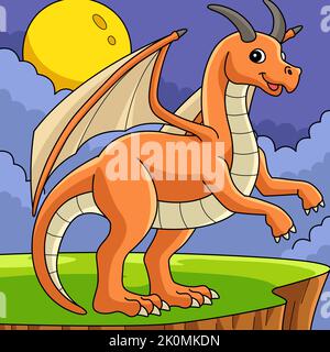 Illustration de dessin animé de couleur animal dragon Illustration de Vecteur