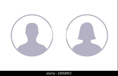 Ensemble d'avatars vides homme et femme. Espace réservé aux photos vectorielles pour les réseaux sociaux, les CV, les forums et les sites de rencontres. Illustration de Vecteur