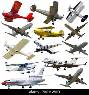 Collage de différents avions modernes Banque D'Images