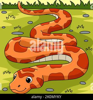 Illustration de dessin animé animal de couleur serpent de maïs Illustration de Vecteur