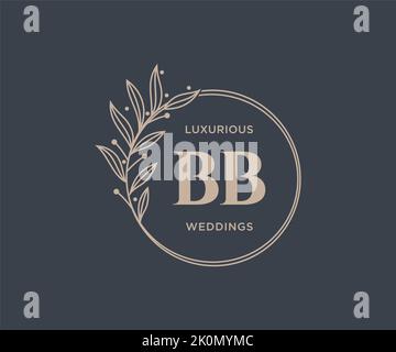 BB initiales lettre mariage monogramme logos modèle, dessin à la main moderne minimalistes et modèles floraux pour cartes d'invitation, Enregistrer la date, élégant Illustration de Vecteur