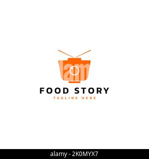 Design simple bol et logo de l'appareil photo. Logo de photographie alimentaire. Logo Food Story. Format vectoriel. Illustration de Vecteur