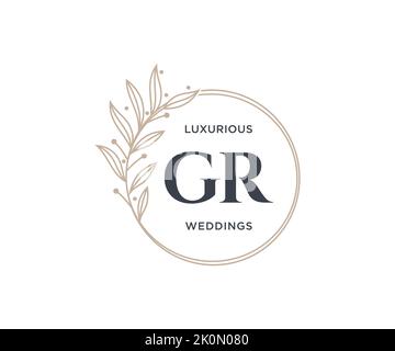 GR initiales lettre mariage monogramme logos modèle, dessin à la main moderne minimalistes et modèles floraux pour cartes d'invitation, Enregistrer la date, élégant Illustration de Vecteur