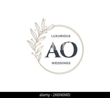 AO initiales lettre mariage monogramme logos modèle, dessin à la main moderne minimalistes et modèles floraux pour cartes d'invitation, Enregistrer la date, élégant Illustration de Vecteur