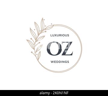 OZ initiales lettre mariage monogramme logos modèle, dessin à la main moderne minimalistes et modèles floraux pour cartes d'invitation, Save the Date, élégant Illustration de Vecteur