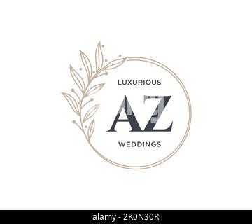 AZ initiales lettre mariage monogramme logo modèle, dessin à la main moderne minimaliste et florale modèles pour cartes d'invitation, Save the Date, élégant Illustration de Vecteur