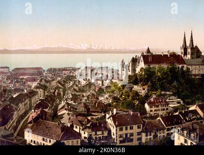 Château de Neuchâtel, Neuchâtel, Suisse 1890. Banque D'Images