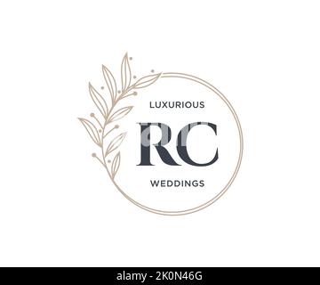 RC initiales lettre mariage monogramme logos modèle, dessin à la main moderne minimaliste et modèles floraux pour cartes d'invitation, Save the Date, élégant Illustration de Vecteur