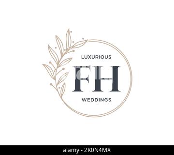 FH initiales lettre mariage monogramme logos modèle, dessin à la main moderne minimalistes et modèles floraux pour cartes d'invitation, Enregistrer la date, élégant Illustration de Vecteur