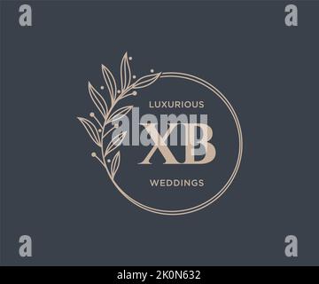 XB initiales lettre mariage monogramme logos modèle, dessin à la main moderne minimalistes et modèles floraux pour cartes d'invitation, Save the Date, élégant Illustration de Vecteur