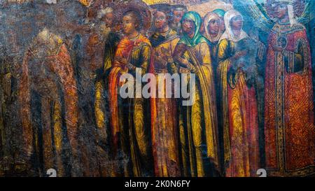 Fragments de peinture murale dans une église orthodoxe. Photo de haute qualité Banque D'Images