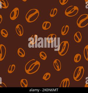 Grains de café. Dessin à la main. Motif sans couture Illustration de Vecteur