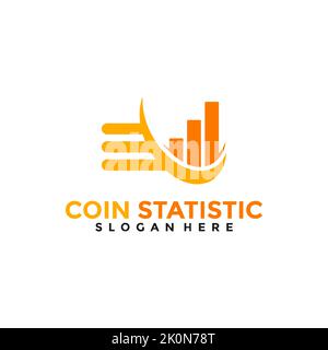 Vecteur de logo de statistiques sur les pièces. Logo de placement. Conception de modèle de logo Creative Finance. Illustration de Vecteur