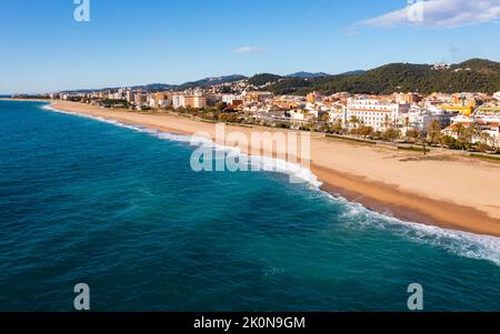 Côte méditerranéenne à Malgrat de Mar, Catalogne, Espagne Banque D'Images