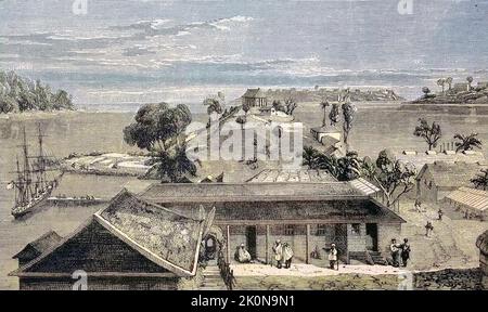 Port Blair, Stadt auf den Andamaneninseln und die Hauptstadt des indischen Unionsterritoriums Andamanen und Nikobaren, 1869, Indien / Port Blair, ville dans les îles Andaman et la capitale du territoire de l'Union indienne d'Andaman et des îles Nicobar, 1869, Inde, Historisch, digital, realierstvorin redienredienreditionen 19. Jahrhundert, genaues Originaldatum nicht bekannt / historique, numérique reproduction améliorée d'un original du 19th siècle Banque D'Images