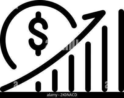 Symbole de vecteur dollar et diagramme de profit. Style de symbole de ligne simple pour le modèle Web et l'application. Choix futur, chiffre d'affaires, tableau de résultats Illustration de Vecteur