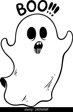 Mignon dessin animé Halloween Boo Ghost. Illustration vectorielle Illustration de Vecteur