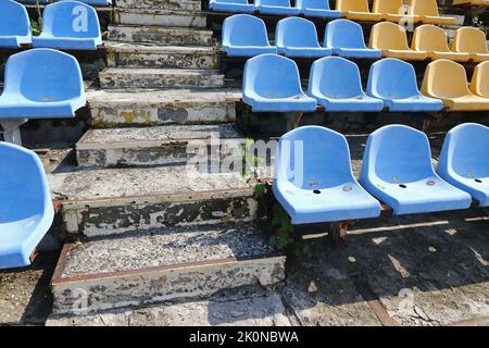 Uzhhorod, Ukraine - 29 août 2022: Détails du stade Avanhard de football à Uzhhorod pendant VBET Ukraine Premier League jeu Metalist Kharkiv vs Inhulets. Capacité 12000 spectateurs Banque D'Images