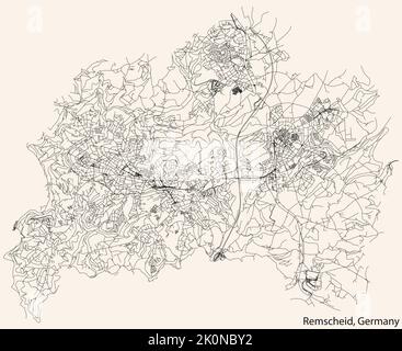 Carte des rues de REMSCHEID, ALLEMAGNE Illustration de Vecteur