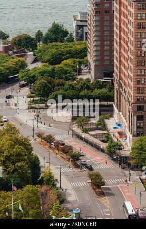 : Vue sur la ville arial centre ville de New York rue Banque D'Images