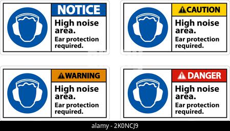 Protection des oreilles requise affiche sur fond blanc Illustration de Vecteur