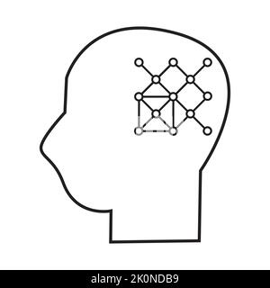 Icône simple de l'intelligence artificielle du cerveau humain. Design de style dessiné à la main pour la technologie et le concept d'ai Illustration de Vecteur