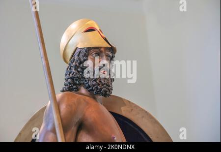 Reconstruction dans les couleurs originales de bronze Riace guerrier A (le jeune) trouvé à Riace, Italie en 1972 dans Metropolitan Museum of Art, NYC, Etats-Unis Banque D'Images