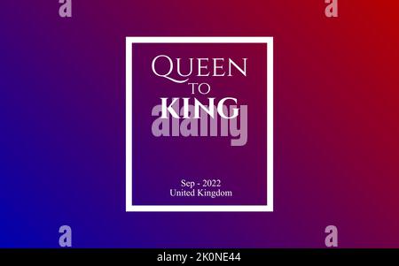 Queen to King - septembre 2022 - Royaume-Uni Queen Death - funéraire de la reine, Nouveau roi, mort de la reine, drapeau britannique, couronne, Couronnement, très grand papier peint Illustration de Vecteur