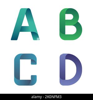 lettres de couleur pour illustration vectorielle de logo de marque commerciale isolée sur fond blanc. Lettres de dégradé a, b, c, d pour la conception Web et interface utilisateur Illustration de Vecteur