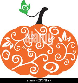 illustration vectorielle d'un potiron à motif fleuri. Illustration de Vecteur