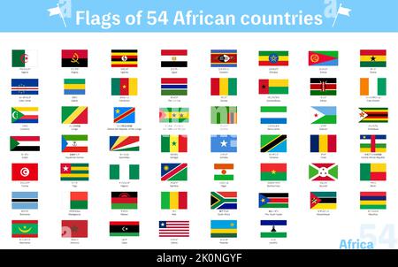 Drapeaux de l'ensemble mondial de 54 pays africains Illustration de Vecteur