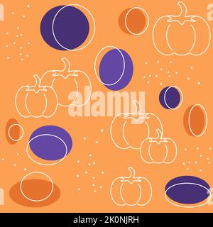Illustration de fond de modèle vectoriel sans couture moderne colorée d'halloween avec des citrouilles et des formes géométriques abstraites Illustration de Vecteur