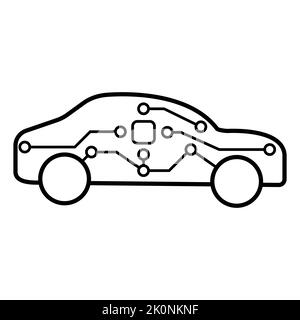 Voiture intelligente avec intelligence artificielle. Conception simple de dessin d'icône du concept d'intelligence artificielle dans la technologie de transport Illustration de Vecteur