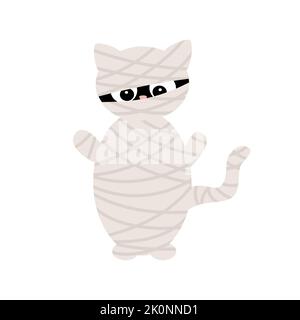 Mignon personnage de dessin animé halloween momie chat drôle illustration vectorielle Illustration de Vecteur
