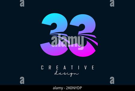 Logo Creative numéro 33 3 coloré avec lignes de pointe et design Road concept. Nombre avec conception géométrique. Illustration vectorielle avec nombre et créat Illustration de Vecteur