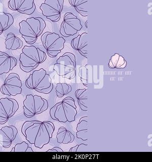 Carte vectorielle à motif de bordure vertical sans couture et motif floral violet Illustration de Vecteur