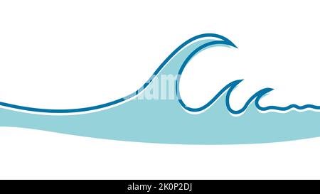 Wave océan mer logo, icône eau doodle, esquisse vague surf Illustration de Vecteur