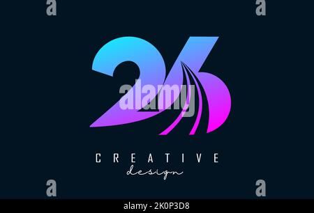 Logo Creative numéro 26 2 6 coloré avec lignes de pointe et design Road concept. Nombre avec conception géométrique. Illustration vectorielle avec numéro et cre Illustration de Vecteur