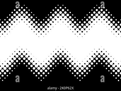 Bordure sans couture en demi-teinte zigzag. Ruban dégradé à pois en zigzag dégradé. Onde de demi-ton à gradient en pointillés répétable. Élément de design vectoriel tendance Illustration de Vecteur