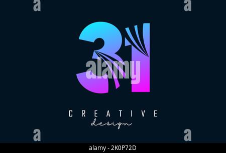 Logo Creative numéro 31 3 1 coloré avec lignes de pointe et design Road concept. Nombre avec conception géométrique. Illustration vectorielle avec numéro et cre Illustration de Vecteur