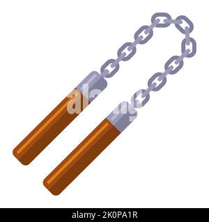 Nunchaku est une arme de mêlée. illustration vectorielle plate. Illustration de Vecteur