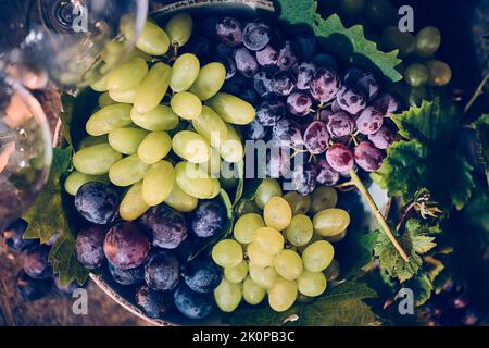 Raisins délicieux dans un bol. Photo de haute qualité Banque D'Images