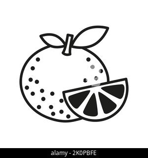 Logo Vector fruit. Icône orange de fruit noir et blanc Illustration de Vecteur